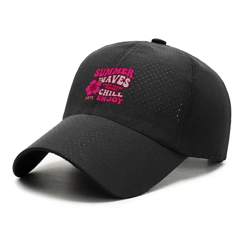 Summer Vibes 1971 Pink Hibiscus Quick Dry Baseball Cap Beach Vacation Retro Hat