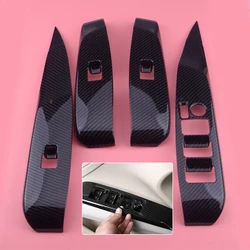 4pcs Car Carbon Fiber ABS Door Window Lift Switch Button Cover Trim Panel Fit For Toyota Camry 2018