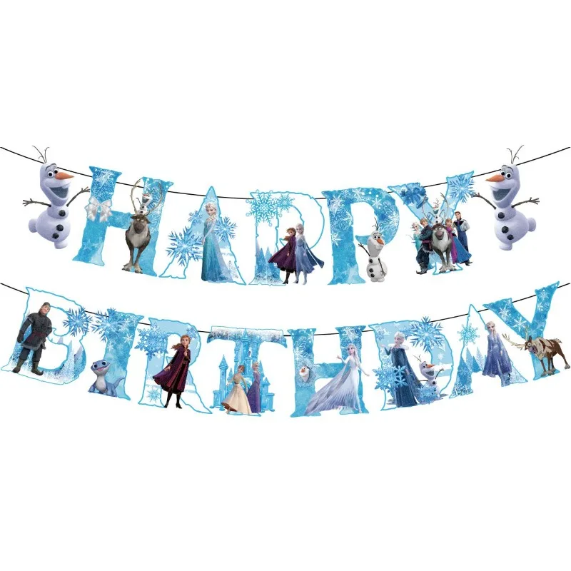 New Hasbro Elsa Creative Cute Anime Movie Character Theme Party Supplies Personalized Cartoon Flag Balloon Birthday Decoration