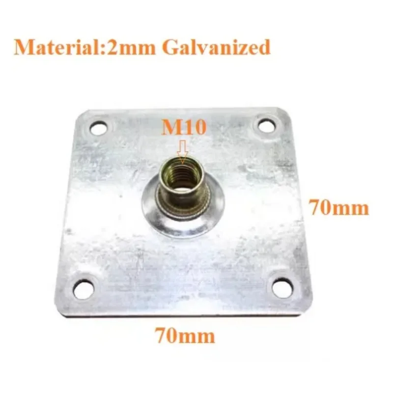 

8Pcs Steel Black Round Square Mount Plate M8 M10 Thread Flange Furniture Table Leg Connecting Adapter