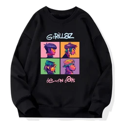 Gorillaz felpa con cappuccio felpe nere donna uomo abbigliamento Hip Hop Streetwear primavera manica lunga top Graphic Hoody pullover girocollo