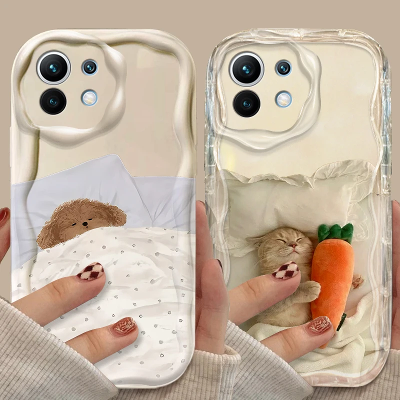 Cat Dog Carrot Case For Xiaomi 14T 13T 12T 13 12 11 11i Lite 5G 10T POCO X5 X6 Pro X3 NFC X4 GT F3 F4 F5 F6 M6 M5S C65 3D Wave