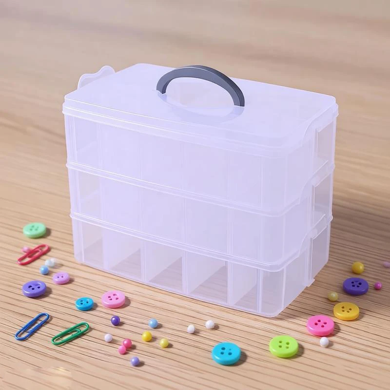 

3-Tier Stackable Lego Storage Boxes Clear Plastics Adjustable Compartments Toy Container Bead Jewelry Sewing Supplies Organizer