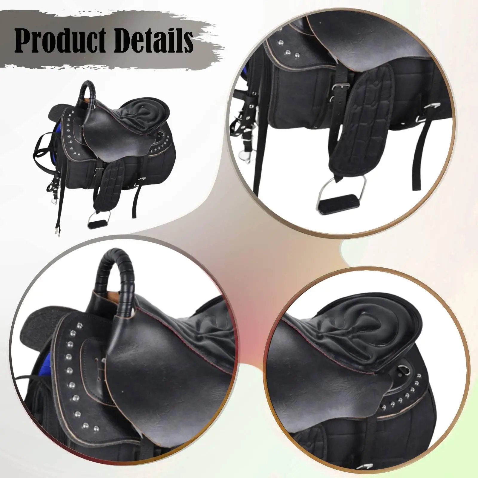 Horse Saddle Set Equestrian Gear Protection Wear Resistant Anti Slip Practical Easy Installation Cushion Pad Horse Tack Set