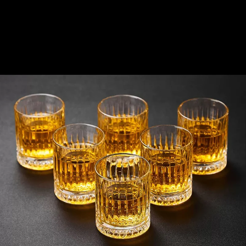 

6pcs Set Diamond Painting Glass Spirits Cup Wine Glass Cup Whiskey Engraved Goblet Home Bar Drinkwares Transparent Wedding Gifts
