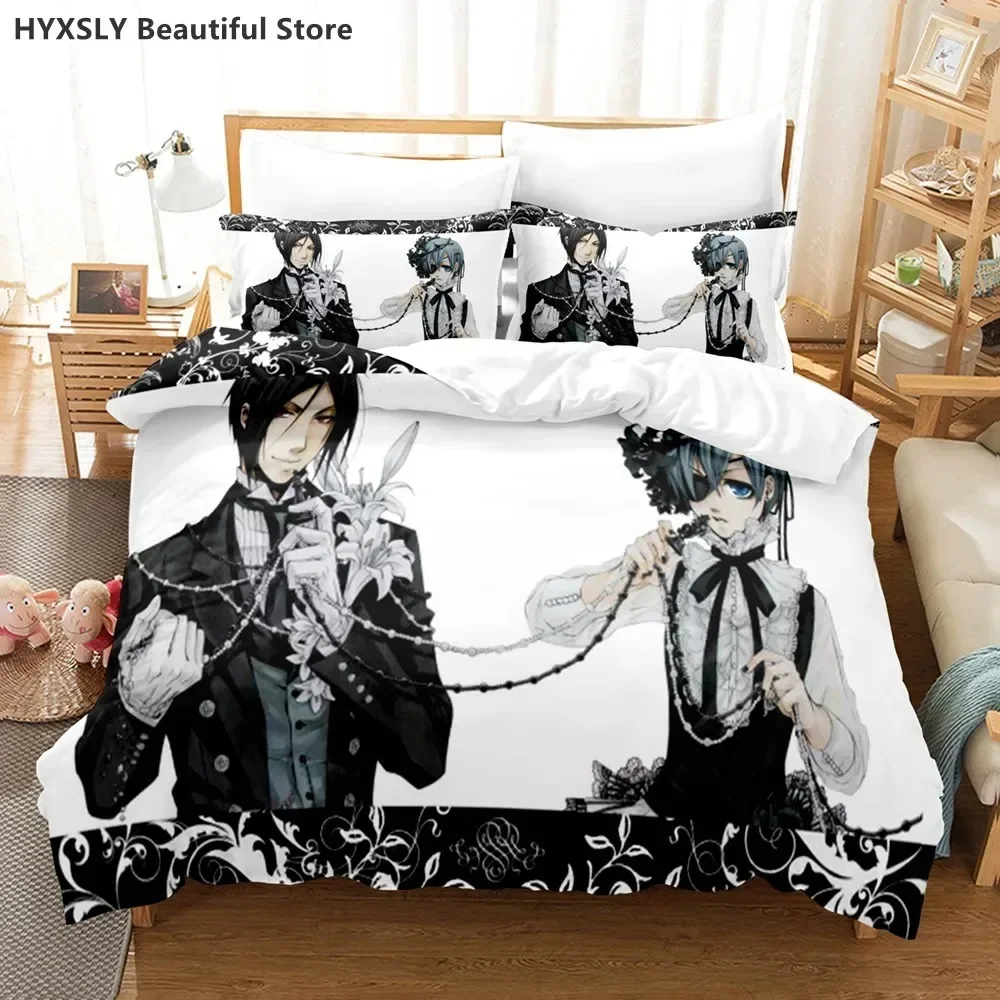 

Black Butler Anime Bedding Set Duvet Cover Pillowcases Twin Full Queen King Kids 3D Anime Duvet Cover Set Bed Linen Home Textile