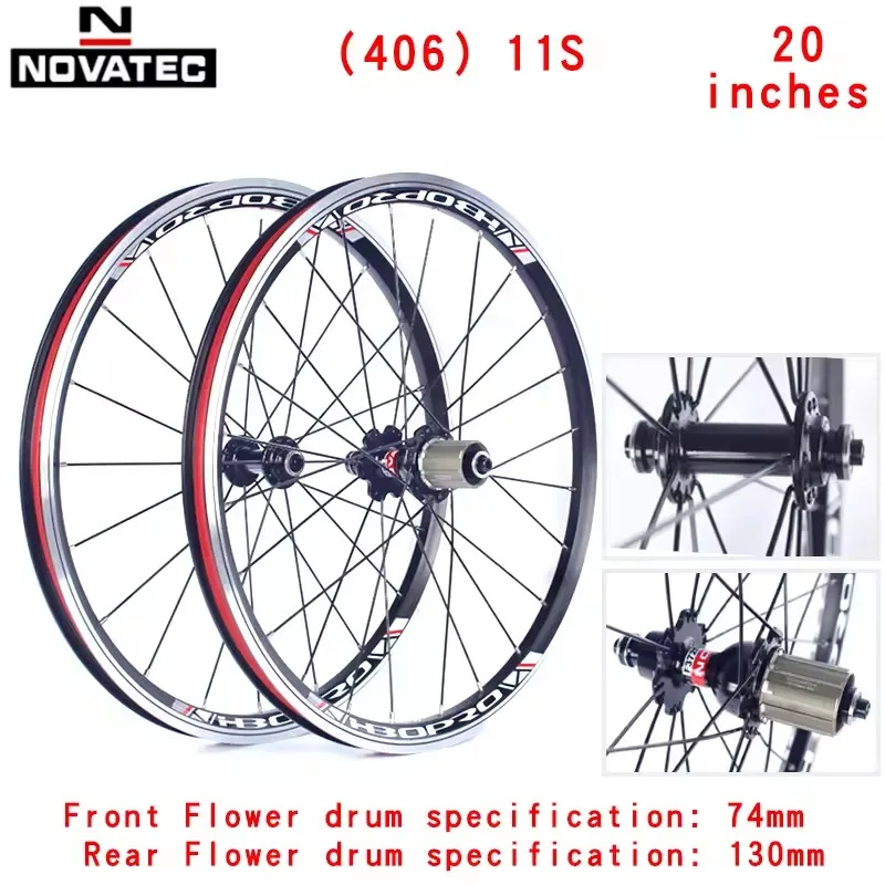 Novatec 20 Inch Vouwfiets Wielset Aluminium Velgen A271F372SB V Brake 4 lager 7-11Speed 20/24 H Fietswielen