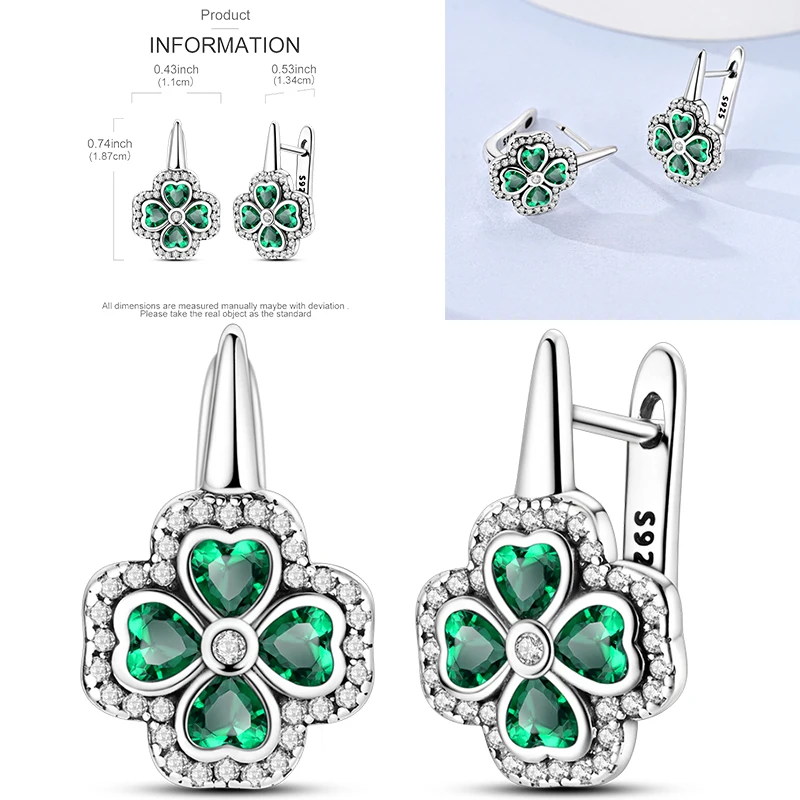 925 Sterling Silber Creolen Pfotenabdruck Blumenstrauß Kleeblatt Lavendel Fisch Bunter Schmuck Geschenk für Frauen und Mädchen – Detail 26