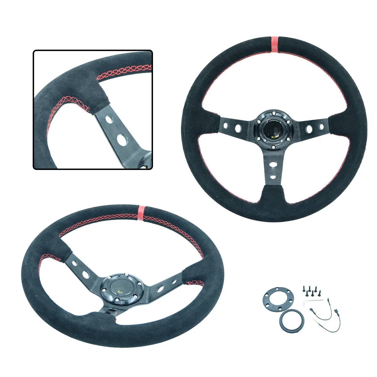 

14 Inch 350MM Car Steering Wheel Suede Deep Concave Support Drift Racing Game Steering Wheel Universal For Racing