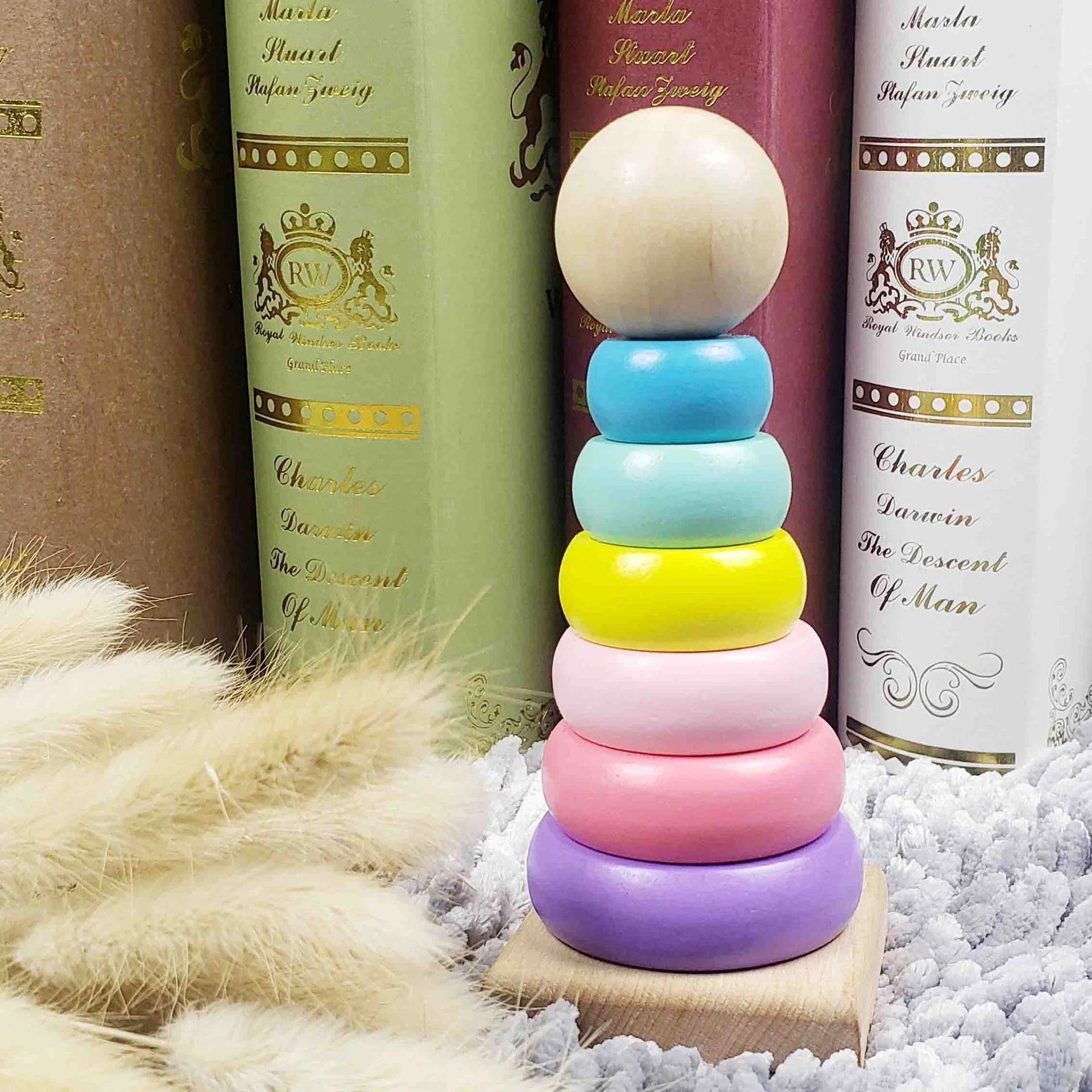 Manufacturer Direct Wholesale Children's Intelligence Rainbow Tower Stacking Toy With Layers Of Nesting And Column In Pastel Col