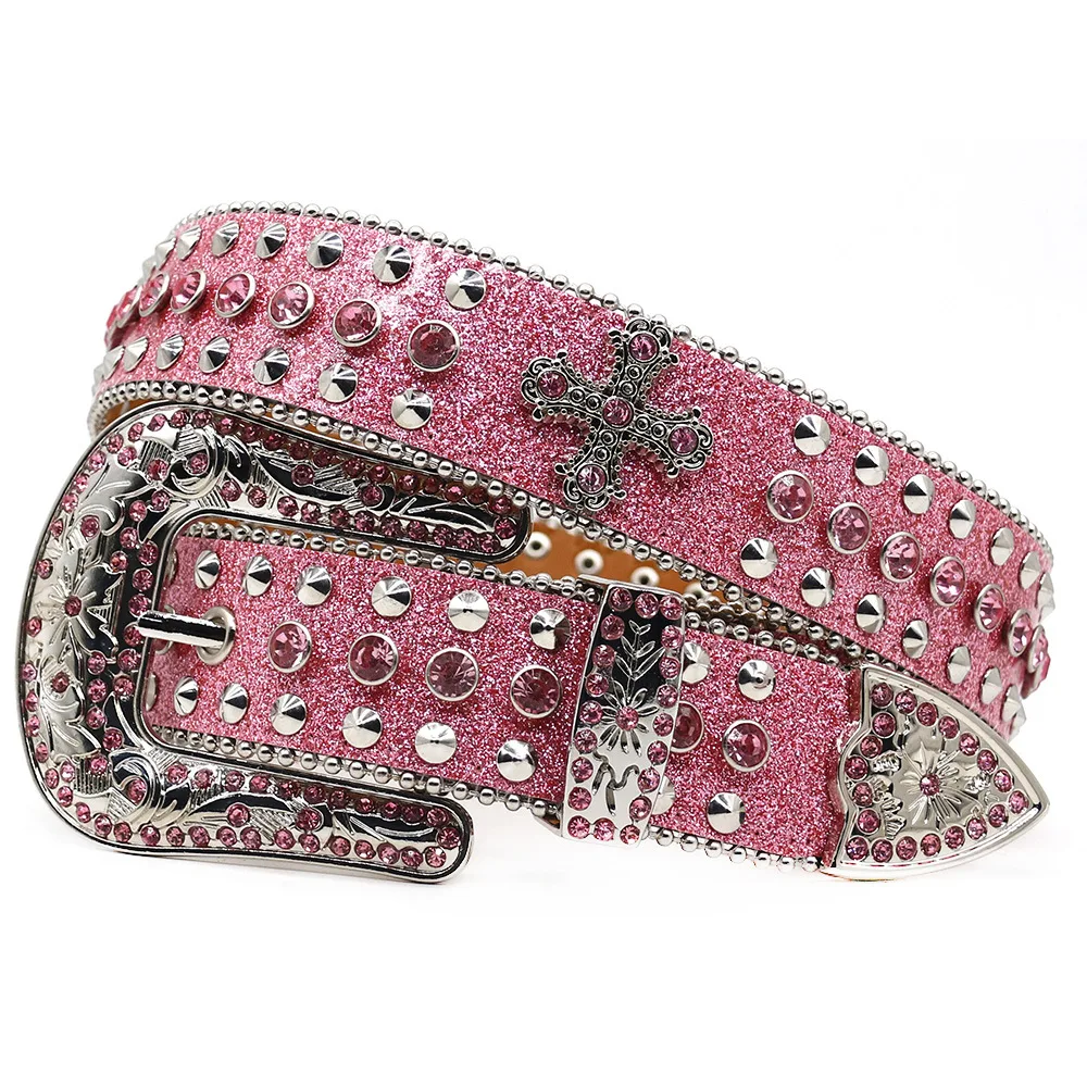 

Fashionable and personalized inlaid cross accessories crystal rhinestone waistband Belt for women and men