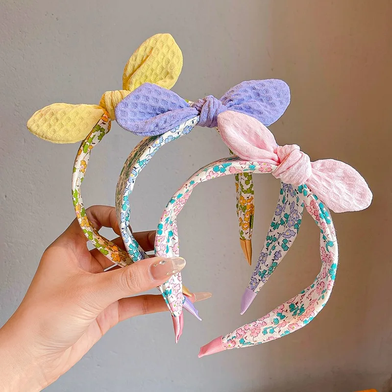 2024 New Children Lovely Bowknot Ornament Headband Headwears Girls Acrylic Cute Colors Hair Hoop Headbands Kids Hair Accessories