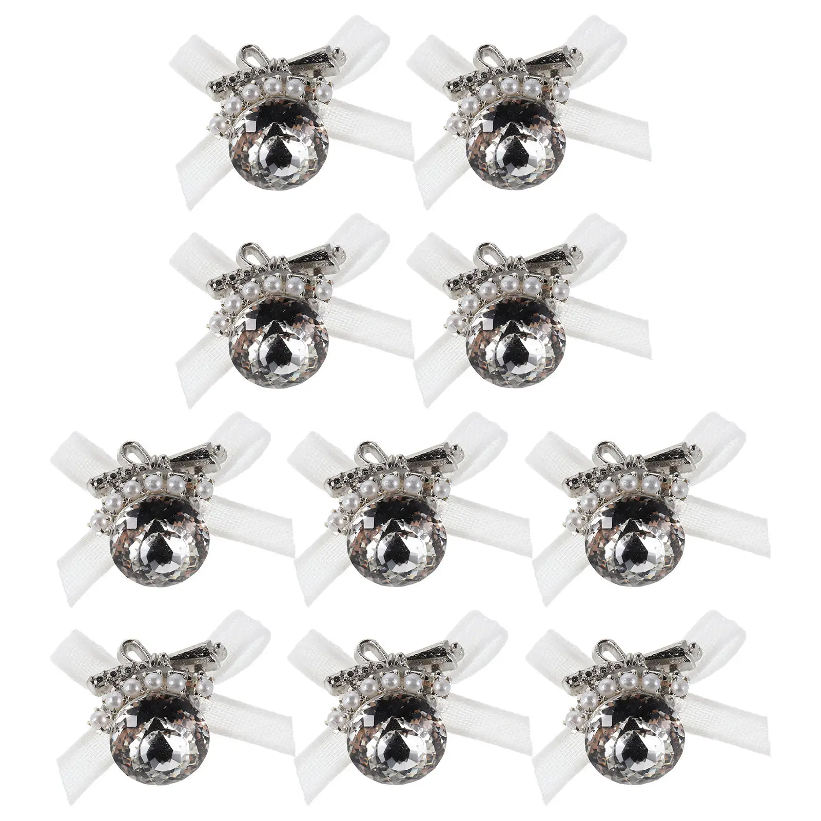 10Pcs Nail Art Decorations Rhinestone Bowknot Charms Sparkling DIY Manicure Accessories Wedding Party Nail Supplies