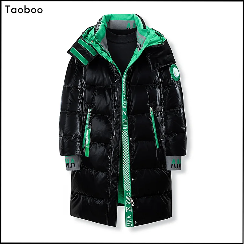 Taoboo Neue Lange Unten jacke männer Winter Mode Casual Männlichen Mantel Lose Feste Hohe Qualität Dick Gepolsterte Mit Kapuze jacken Streetwear