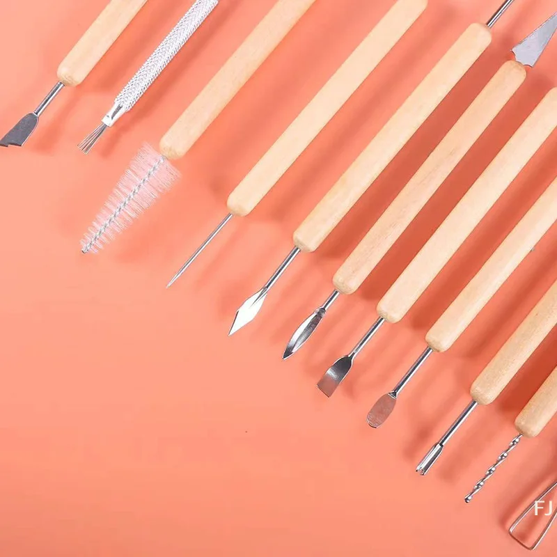 

Набор инструментов для лепки из глины и полимерной глины, 11 предметов, двусторонние инструменты для моделирования с гладкой деревянной ручкой