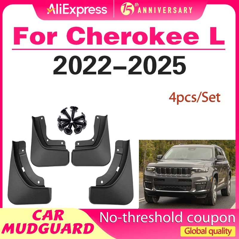 

For Jeep Grand Cherokee L 2022-2025 2023 2024 Mud Flaps Mudguards Wheel Front Rear Splash Fender Invisible Car Accessories 4pcs