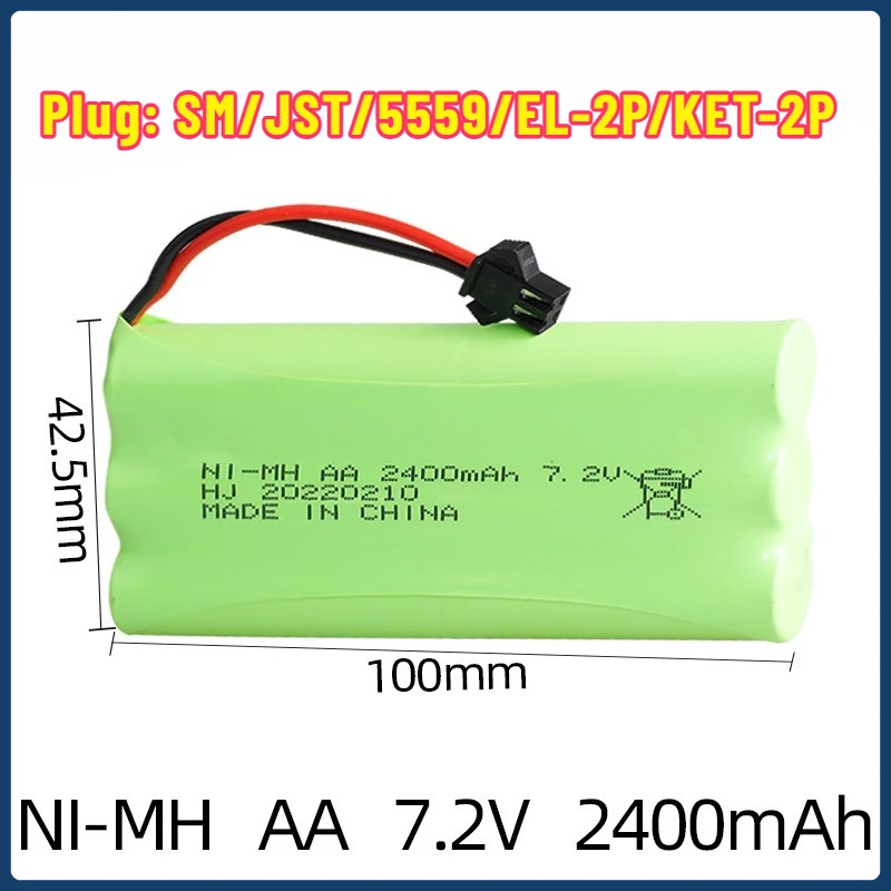 

NI-MH AA Battery 7.2v 2400mAh for Rc Toys Cars Tanks Robots Upgraded Batteries Pack for Rc Boat 2400mah 7.2V Rechargeable