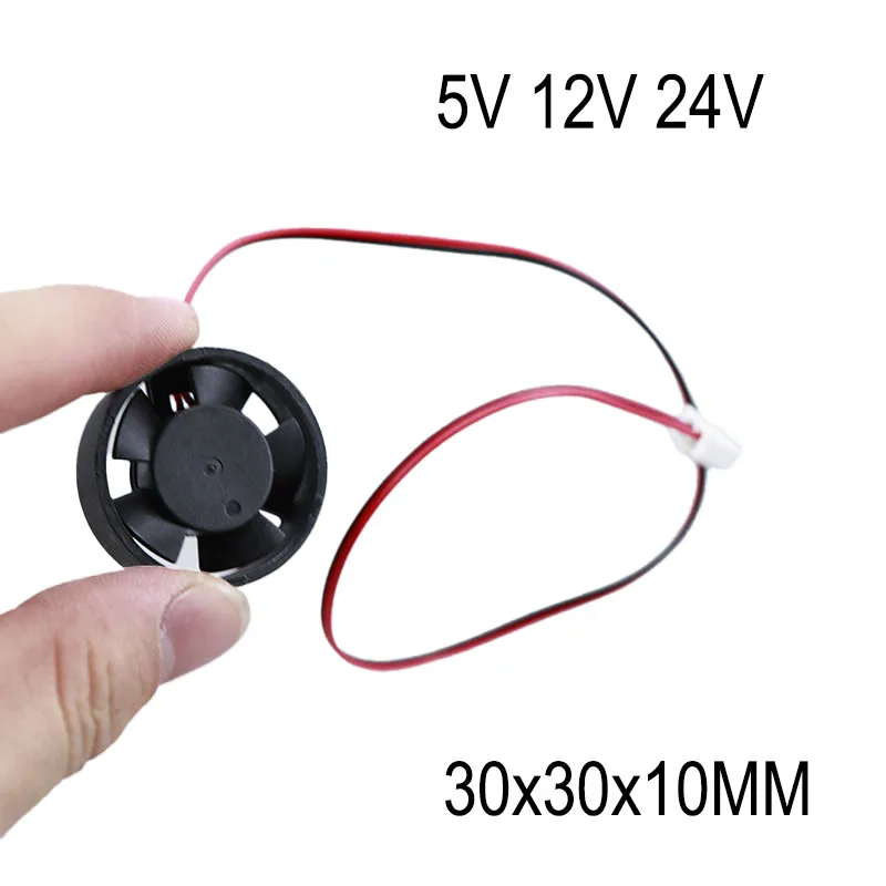 5pcs DC 5V 24V 12V 30x30x10MM Round 30MM Cooling Fan 3CM Mini with 2pin xh2.54 wire Heatsink Cooler Radiator 3d printer part fan