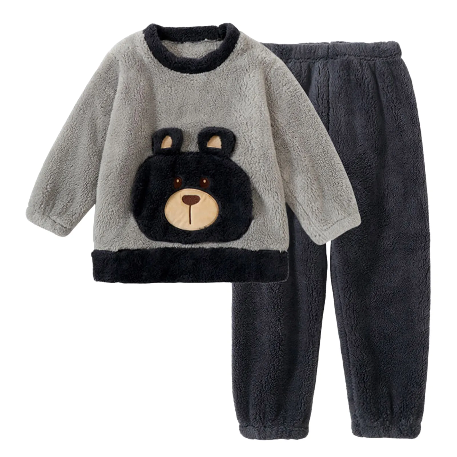 

Baby Boy Winter Children Flannel Pajama Set For Boys And Girls Fleece Lined Thickened Homewear Warm Pajama Set For Tuxedo Outfit