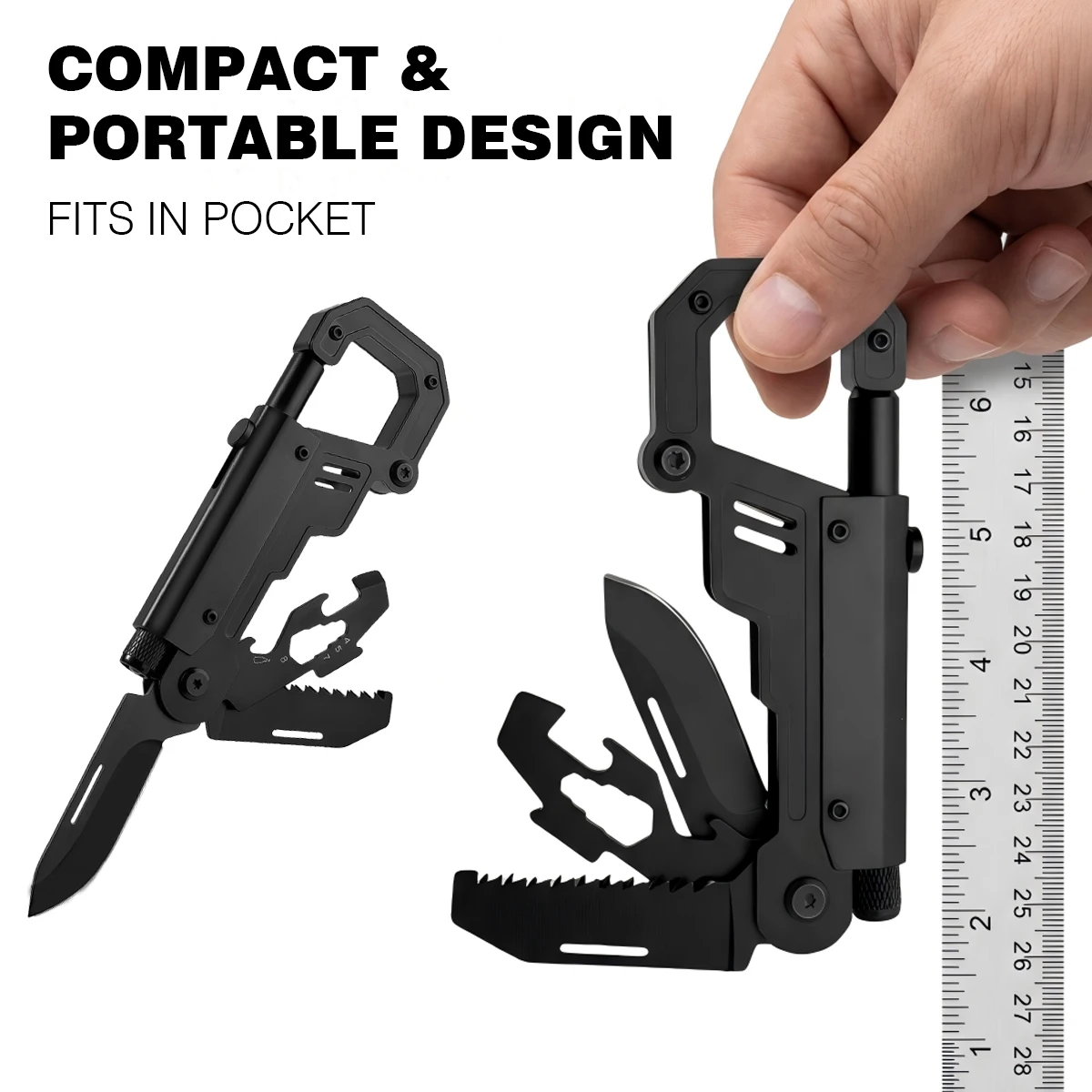 

Outdoor EDC multi-tool, multi-function folding knife, tactical survival climbing carabiner, pocket knife for camping and hiking