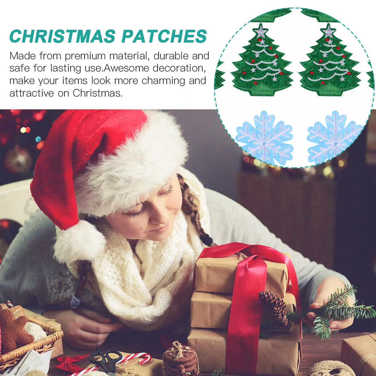 

20pcs Christmas Appliques Snowflake Tree Patterns Embroidery Patches Diy Clothes Decoration Garment Accessories Durable