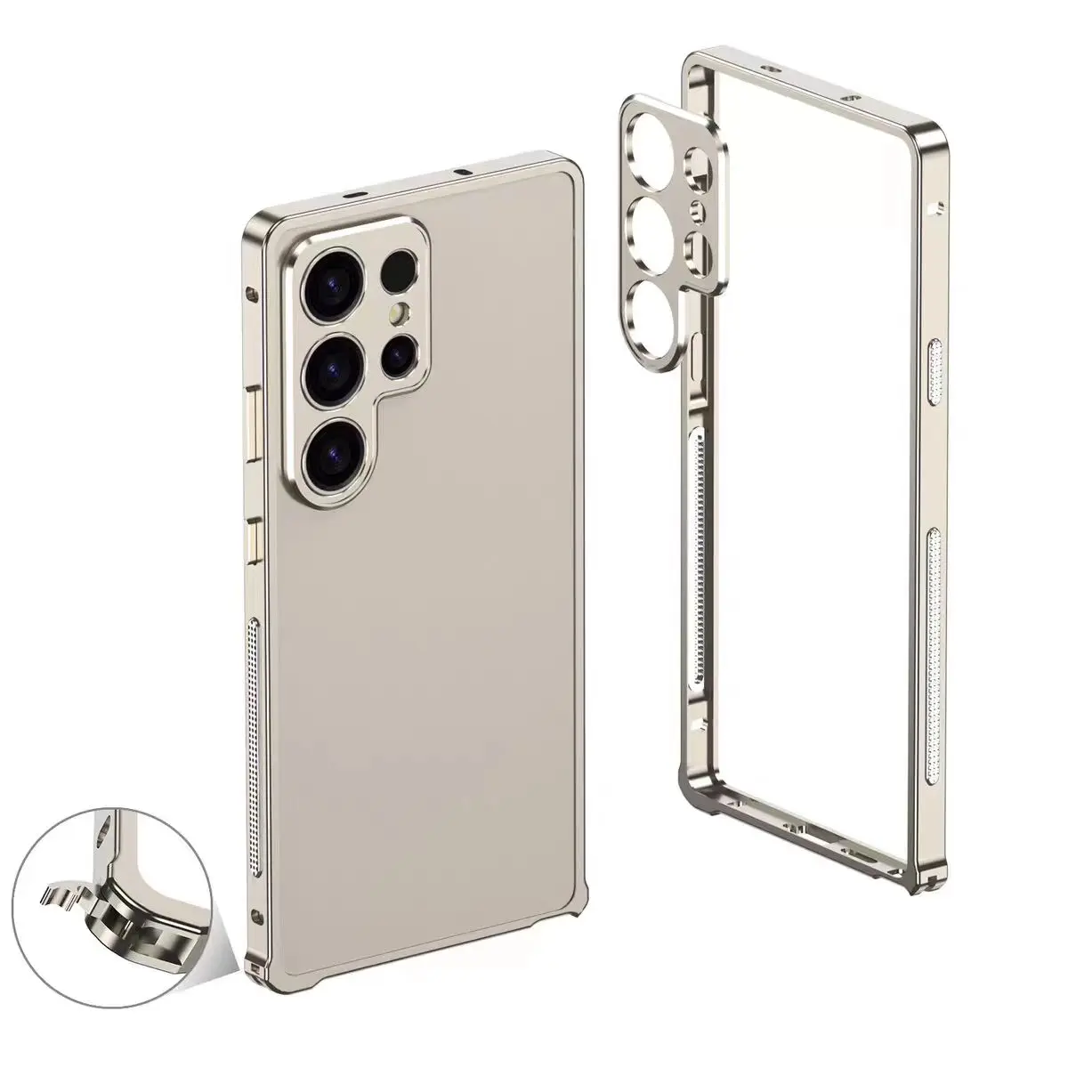 

Luxury Metal Frame Heat Dissipation Phone Case For Samsung Galaxy S23 S24 S25 Ultra Framework Protective With Lens Cap Cover