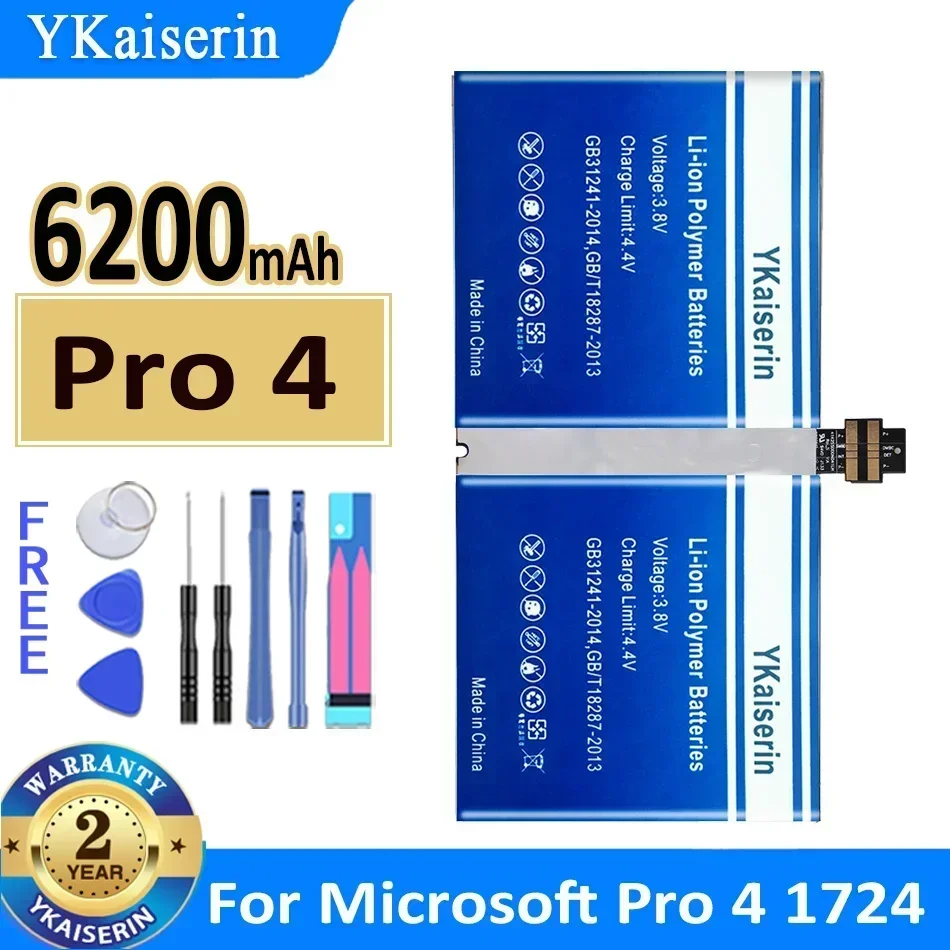 6200mAh YKaiserin Battery for Microsoft Surface Pro 4 Pro4 1724 12.3 Tablet 7.5V Batterie + Track Code Free Tool Warranty