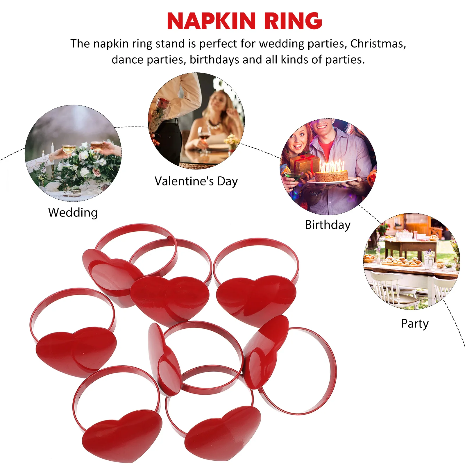 

8Pcs Heart Napkin Buckles Metal Valentine Napkin Rings Elegant Table Decor Wedding Anniversary Party Tableware Accessories