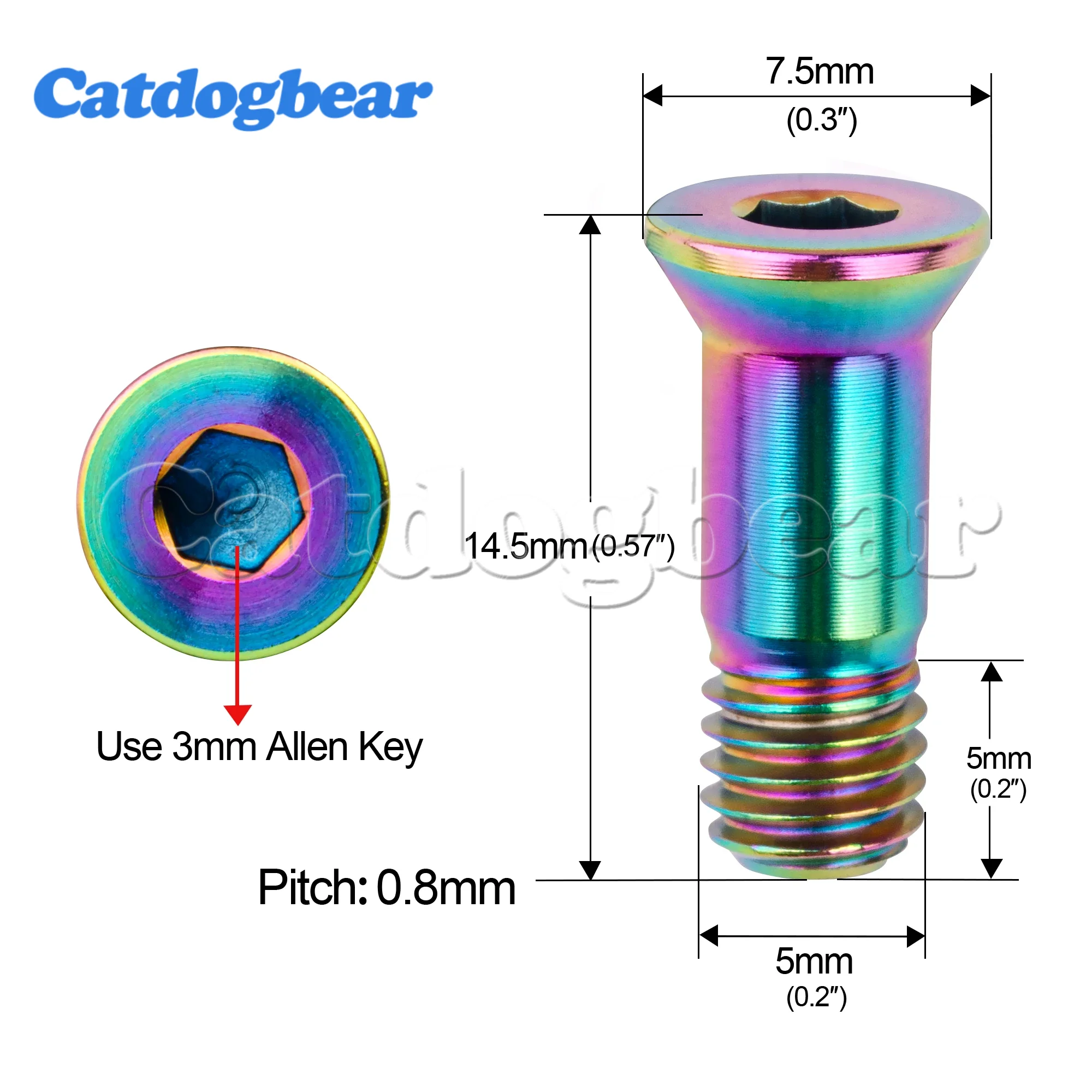 Catdogbear  M5x14.5mm Titanium Bolt Guide Wheel Screw  for  Road Mountain Bike Bicycle Rear Derailleur Pulley Jockey Wheel