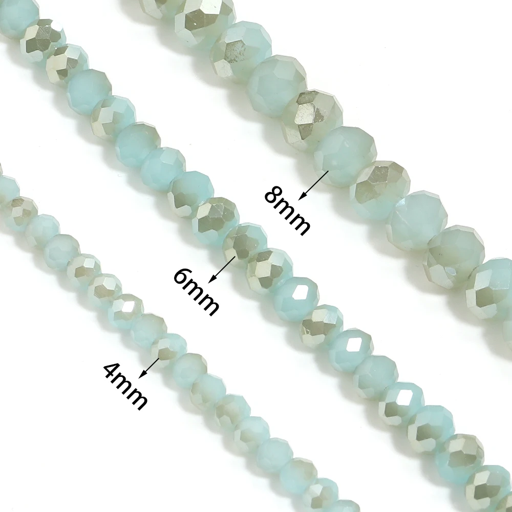 4 6 8 مللي متر الأوجه كريستال Rondelle الخرز ضوء بحيرة الأزرق العنبر الزجاج فضفاض خزر عازل لصنع المجوهرات قلادة أساور يدوية #2