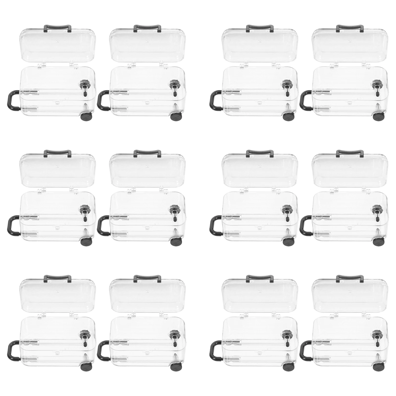 

12Pcs Luggage-Style Candy Boxes Transparent Mini Suitcase Party Favors Unique Wedding Decorations Snap Closure Design for Small