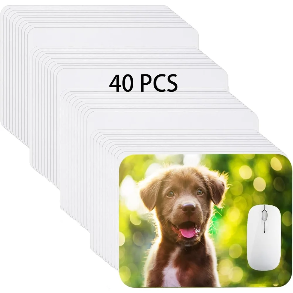 40 Pcs Sublimation Mouse Pads, 3mm Thick DIY Custom Anti-Slip for Office, Laptop, Gaming