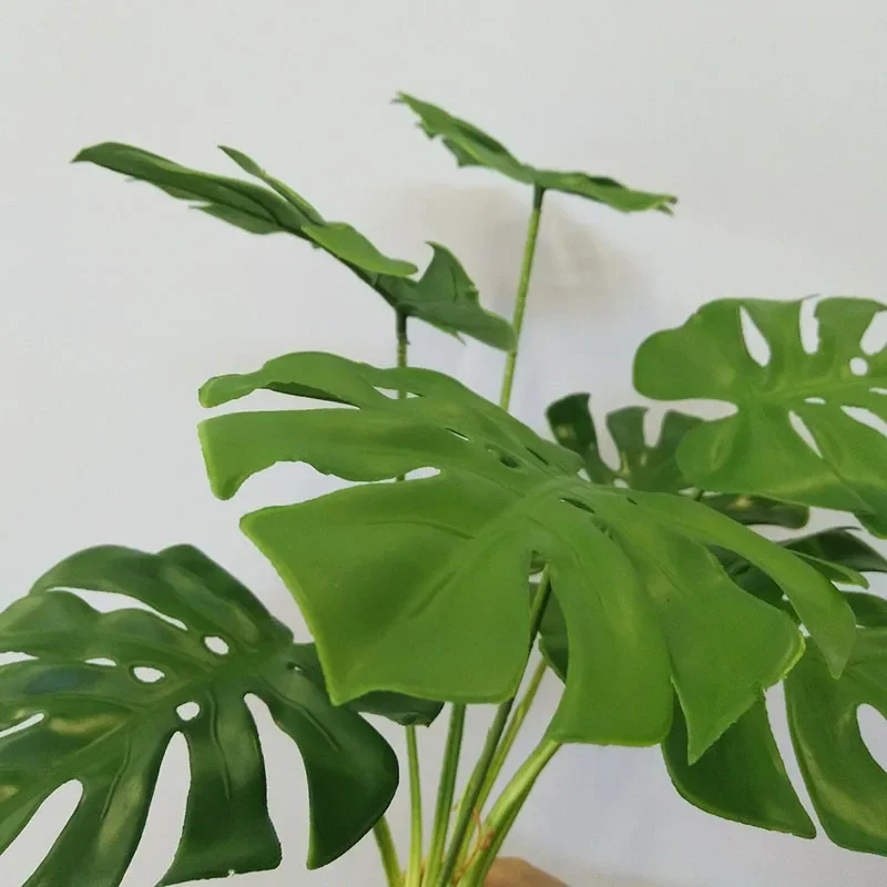 32 "große Gefälschte Pflanzen Tropical Monstera Künstliche Palme Kunststoff Blatt Wasser Anlage für Büro Schreibtisch Home Garten Grün decor – Detail 13