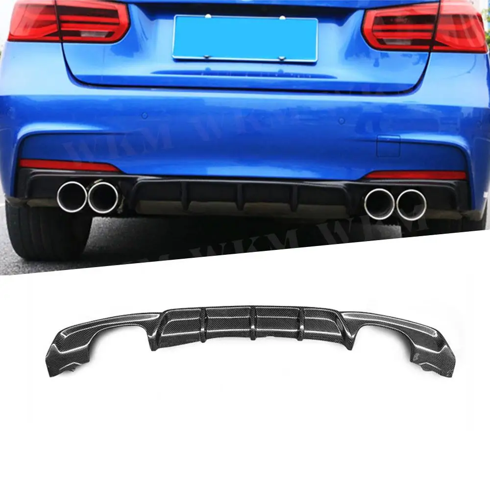 

ABS Carbon Look Rear Diffuser Bumper Lip Spoiler For BMW 3 Series F30 M Sport Sedan 2012-2017 Gloss Black Rear Lip Matte Back