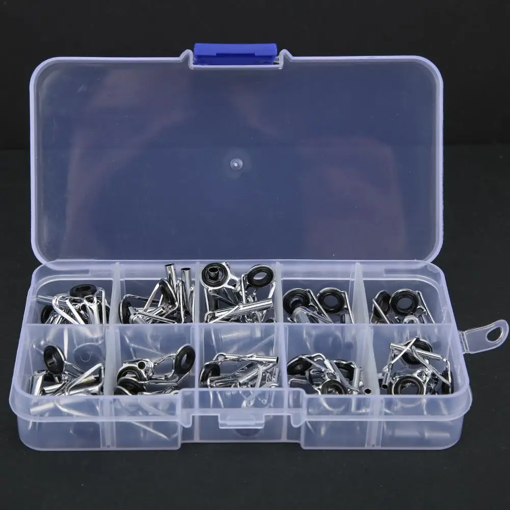 54PCS Stainless Steel Fishing Rod Guides & Tip Rings Set with Storage Box - Essential Winter Tackle Accessories