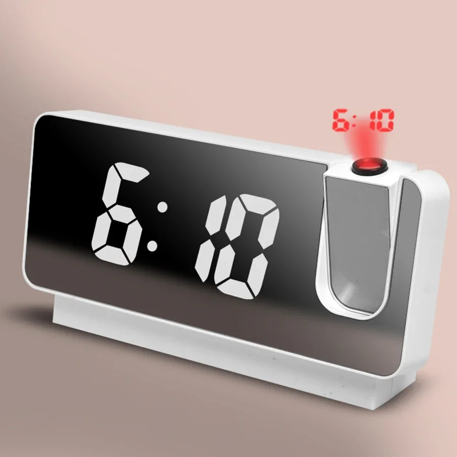 1 PC LED mirror display plug-in alarm clock, time projection, power-off memory function (for plug in use, without battery)
