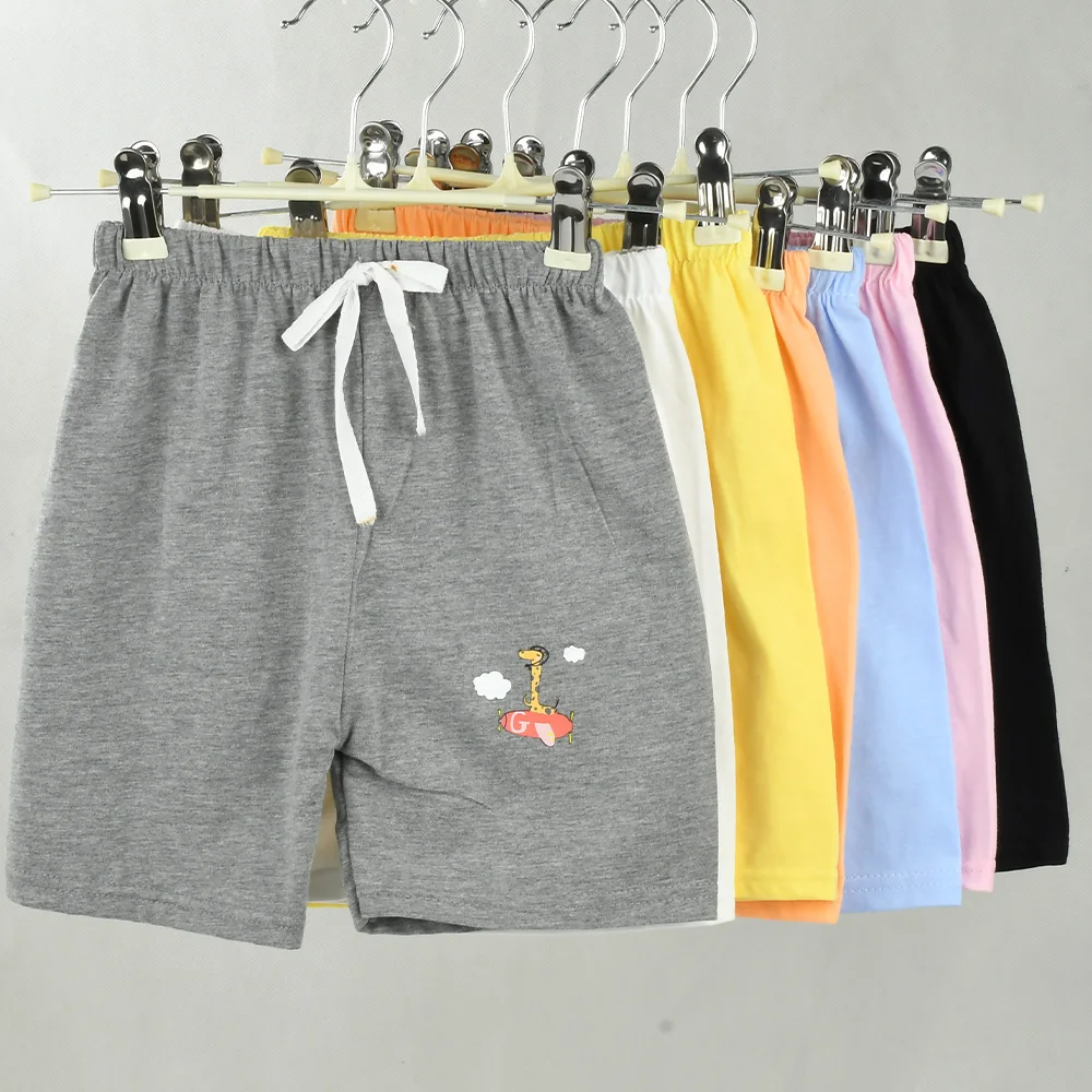 1 Uds. Pantalones cortos de algodón puro de verano para niños, pantalones casuales para bebés, pantalones cortos para niños, ropa deportiva, prendas de vestir, pantalones cortos de Color sólido para niños y niñas