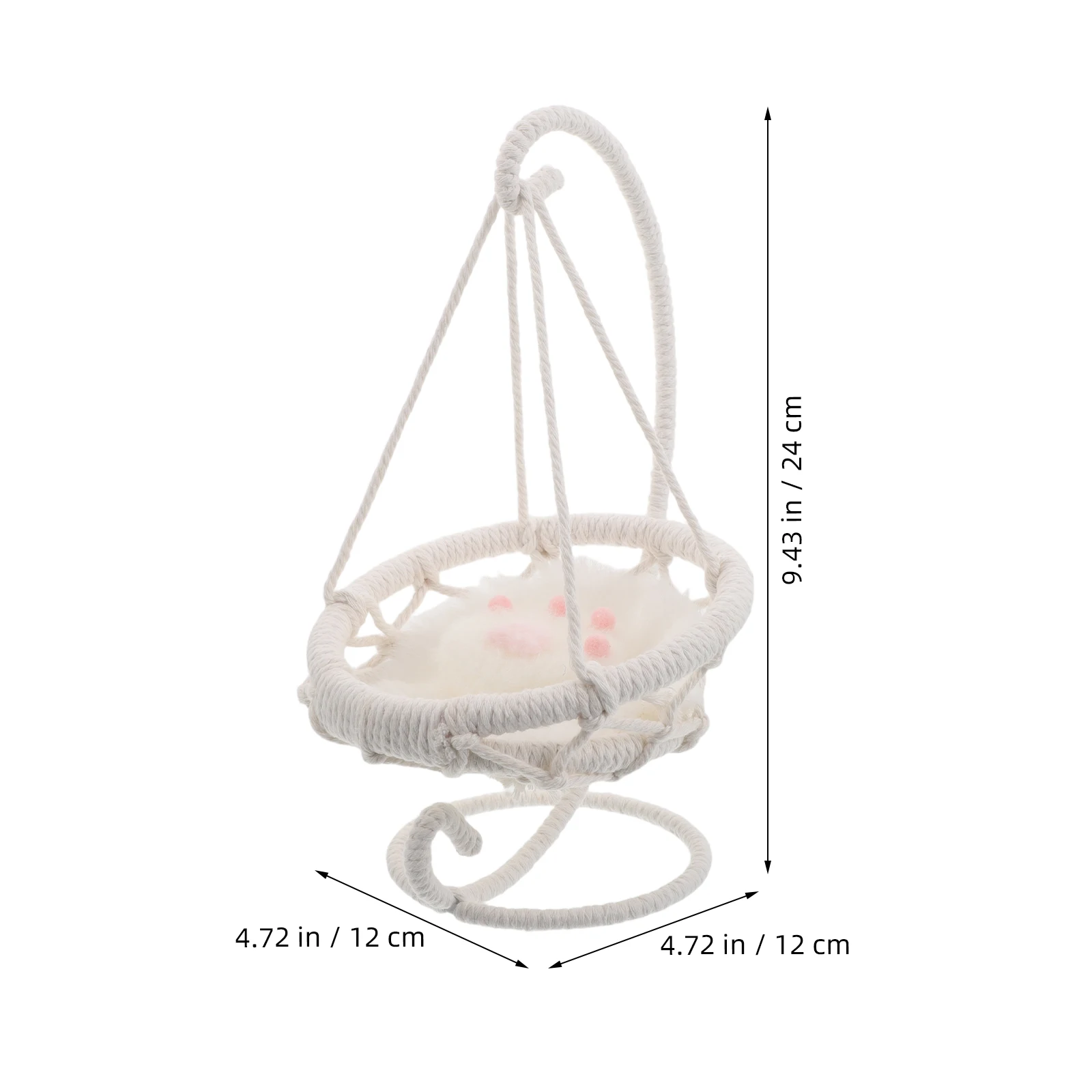 Cadeira de Balanço Miniatura Artesanal com Almofada, Mini Cadeira Suspensa para Decoração de Móveis de Casa de Bonecas, Balanço de Jardim para Casa de Bonecas