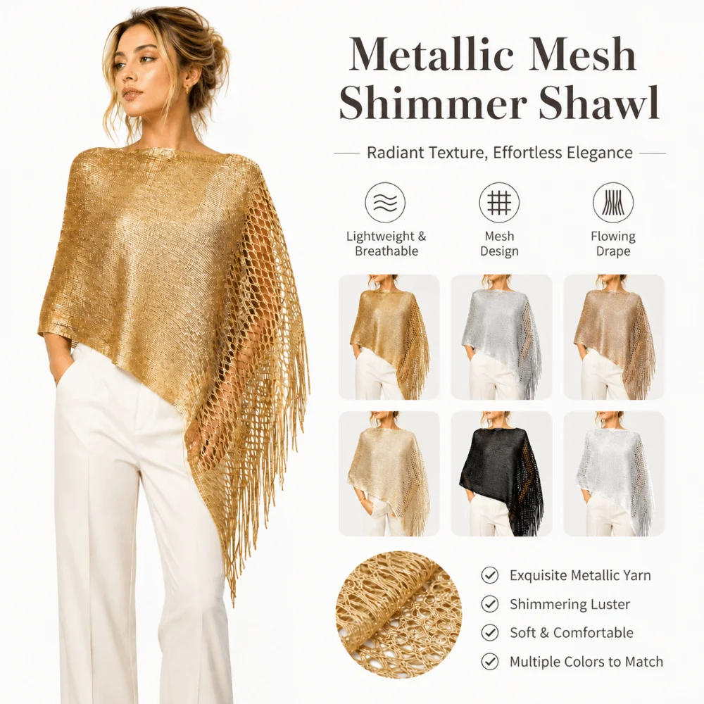 Treandy Multicolor Hollow Out Shawl Solid Color Breathable Glitter Scarf Photo Props Tassel Beach Scarves Summer Beach