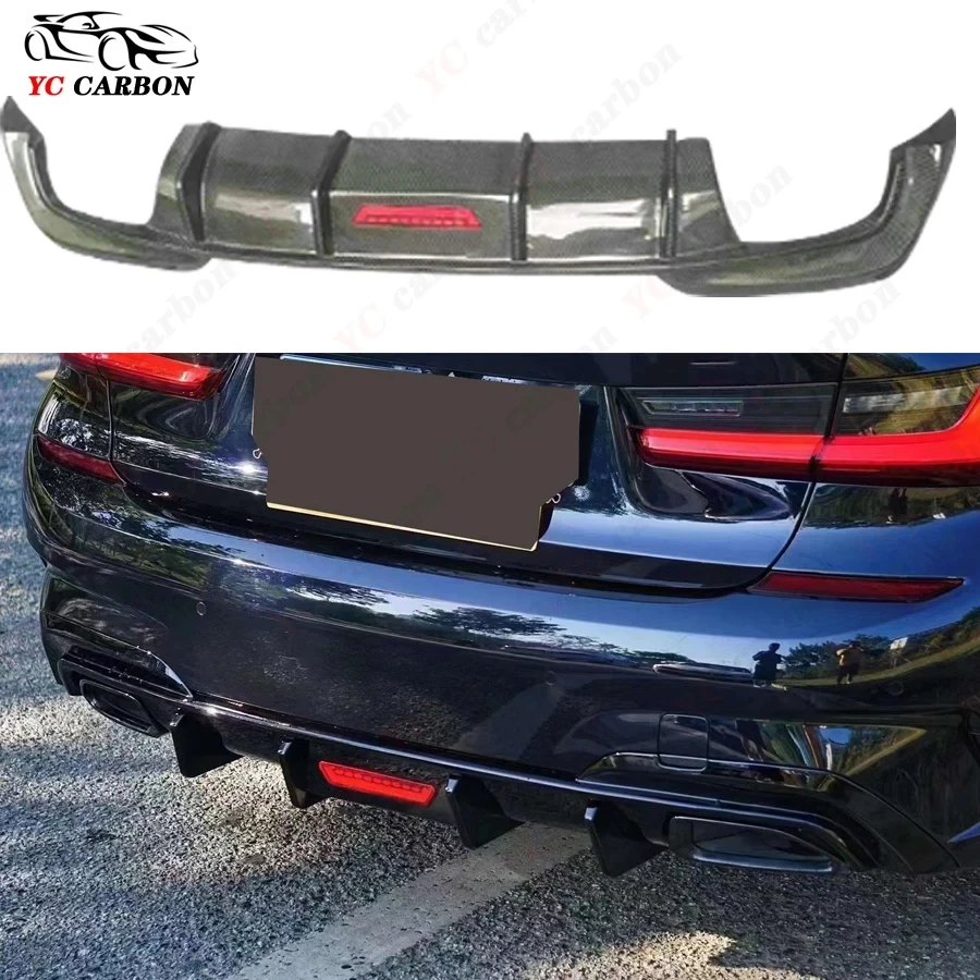 For BMW 3 Series G20 G28 325 330li 2019-2022 TA Style Carbon Fiber Rear Lip Diffuser Back Bumper Spoiler Separator body kit