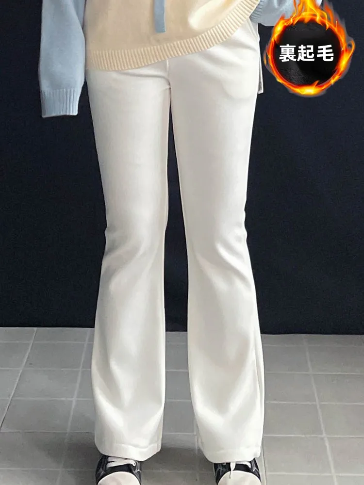 

plus Size Fce Lined High Waist Slimming Thiened Elastic Bell Bot Pants for Women Casual Comfortable Stretchy Trousers