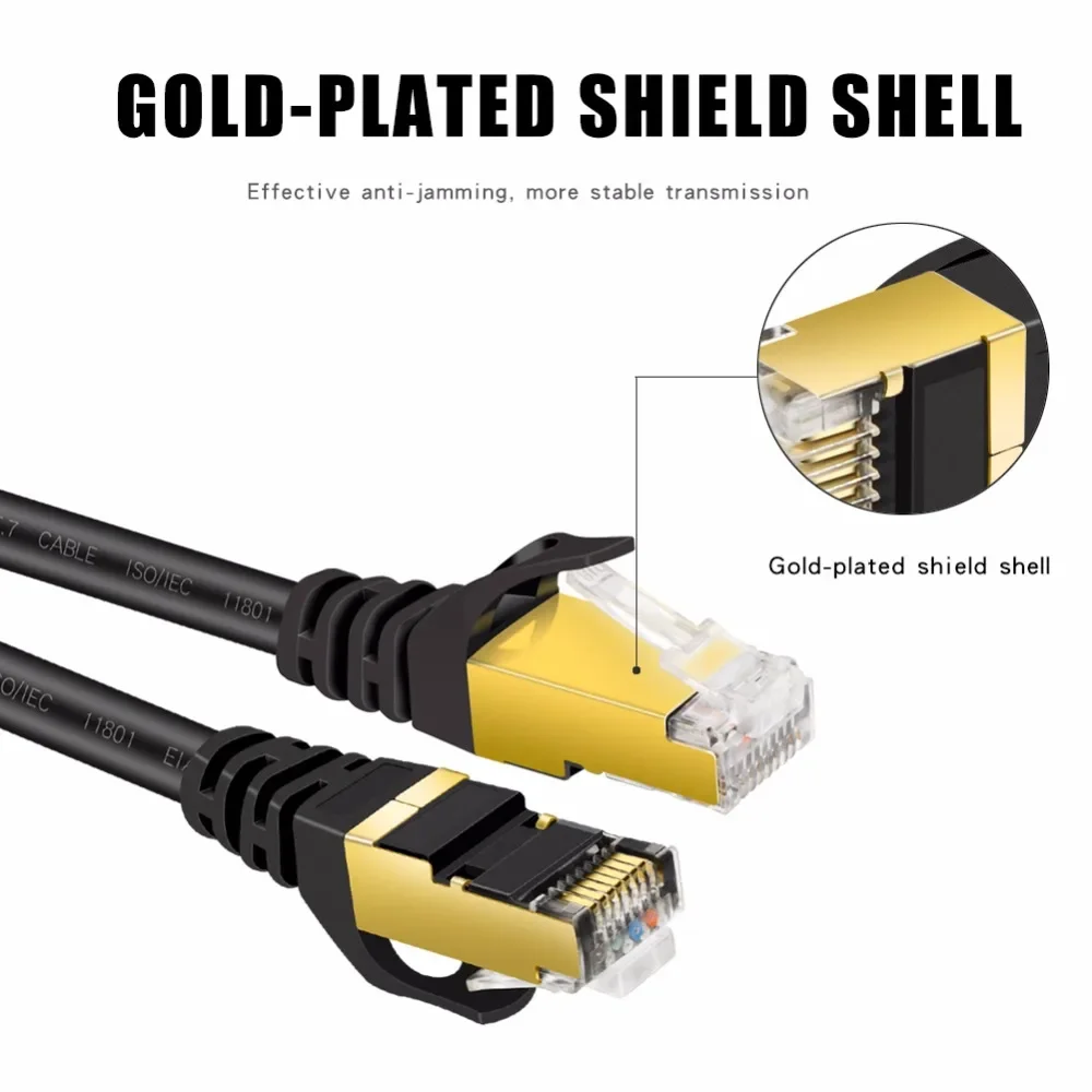 Cat7 Ethernet Cable Rj45 Lan Cable Double Shielded Wire CAT 7 10Gbps Network Cord for Laptops PS 4 Router 1M 2M 3M 5M (2 packs)