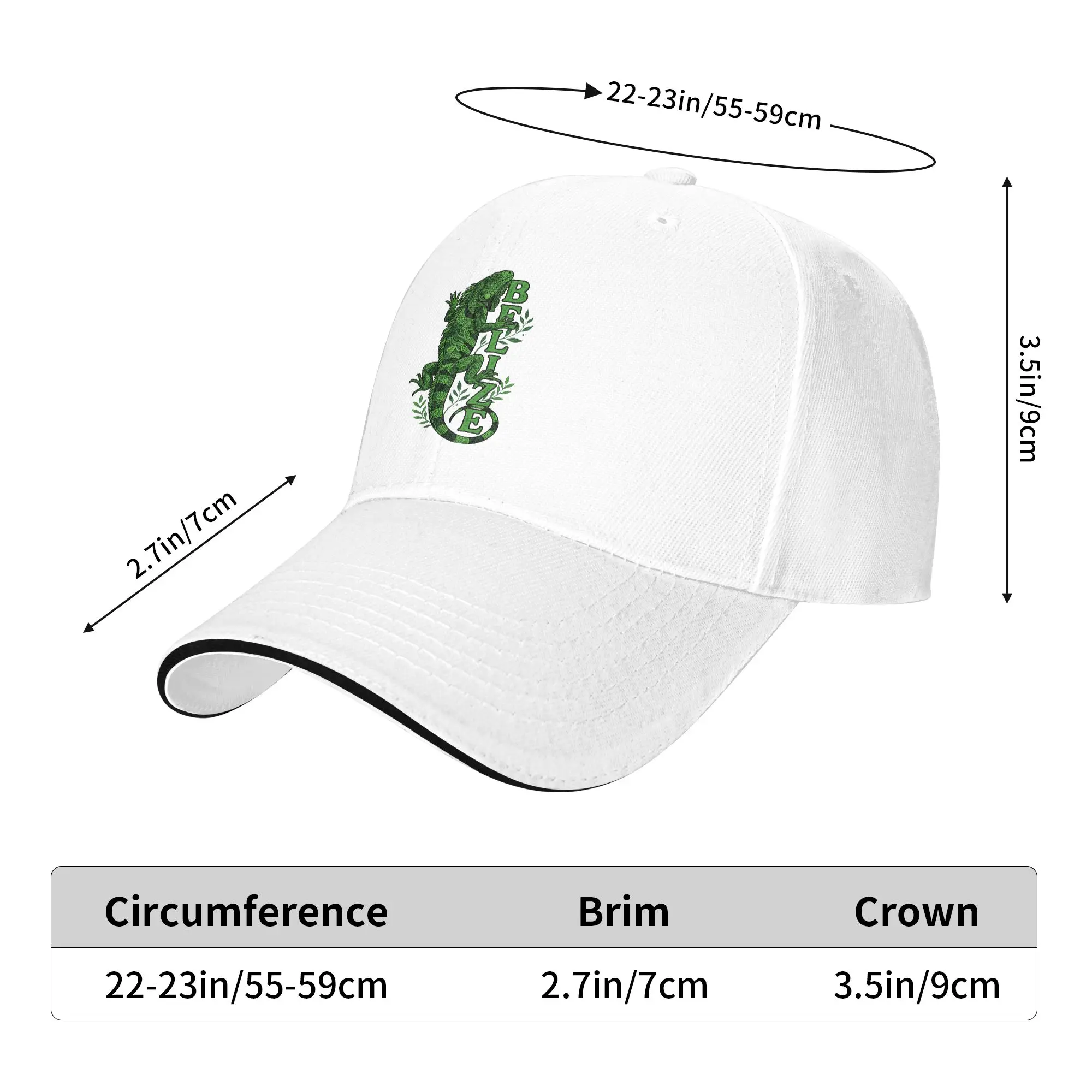 Belize Green Iguana Graphic with Intricate Botanical Pattern Baseball Cap  y2k Cute Women Men Trucker Hat  Baseball Caps Gift