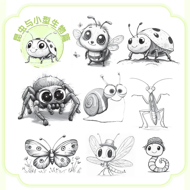 Children's Illustration Line Art: Animal Poses Collection