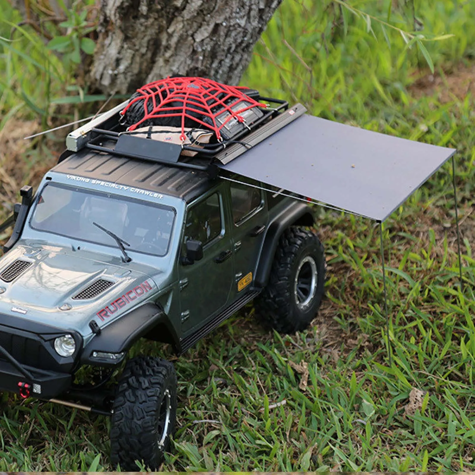 1/8 1/10 RCカー用サイドルーフトップテント、レインシェッド、ルーフトップサンシェード、キャンプテント（SCX10、TRX4、D90、1/8、1/10 RCクローラーカー対応）