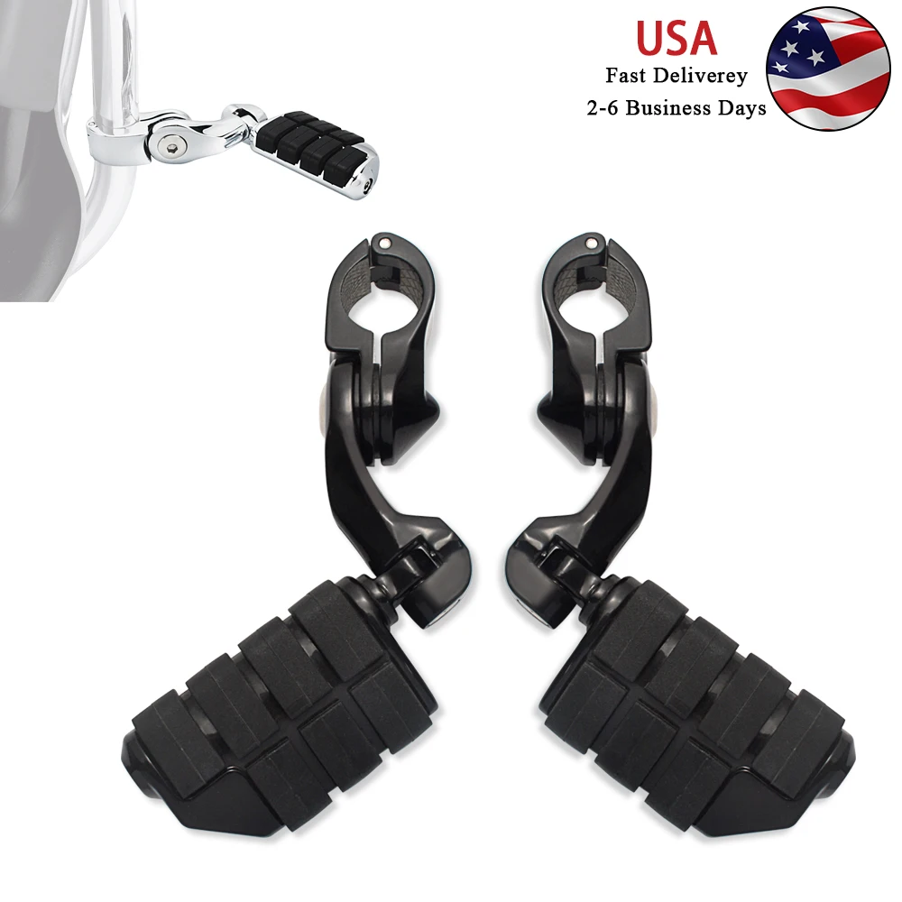 

Highway Peg Foot Pegs for Harley Sportster Softail Dyna Electra Glide Road King Street Glide with 1.25" Engine Guard 1 1/4'' Bar