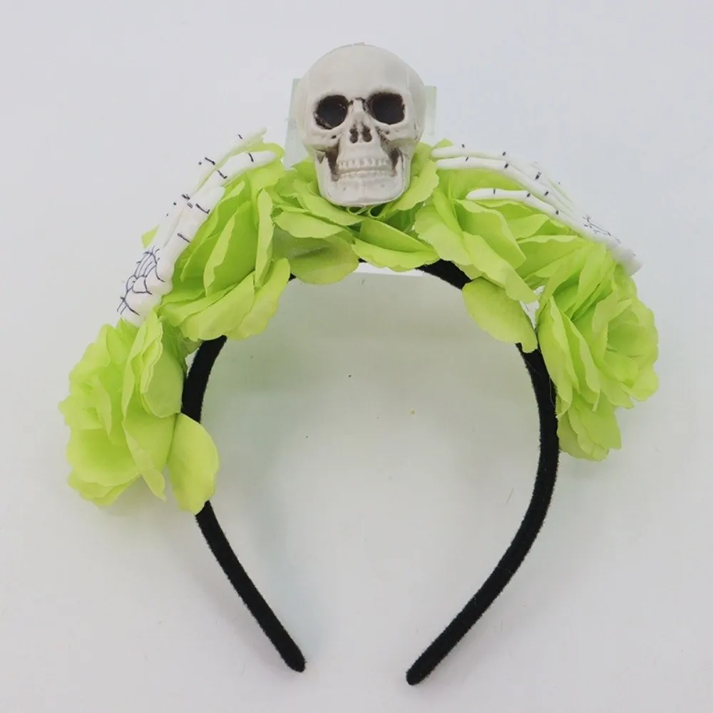 

Exaggerated Skull Head Headband Simulation Flower Halloween Decor Halloween Hair Hoop Funny Colorful Gothic Flower Hairband