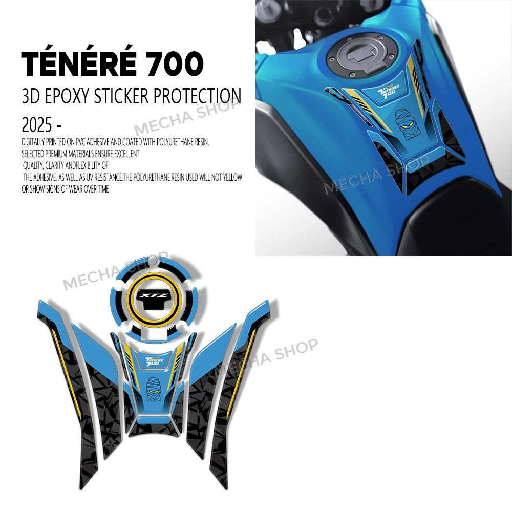 For Tenere 700 Adventure T700 XTZ 700 2025 Protector Tank Pad 3D Sticker Side Pad Decal