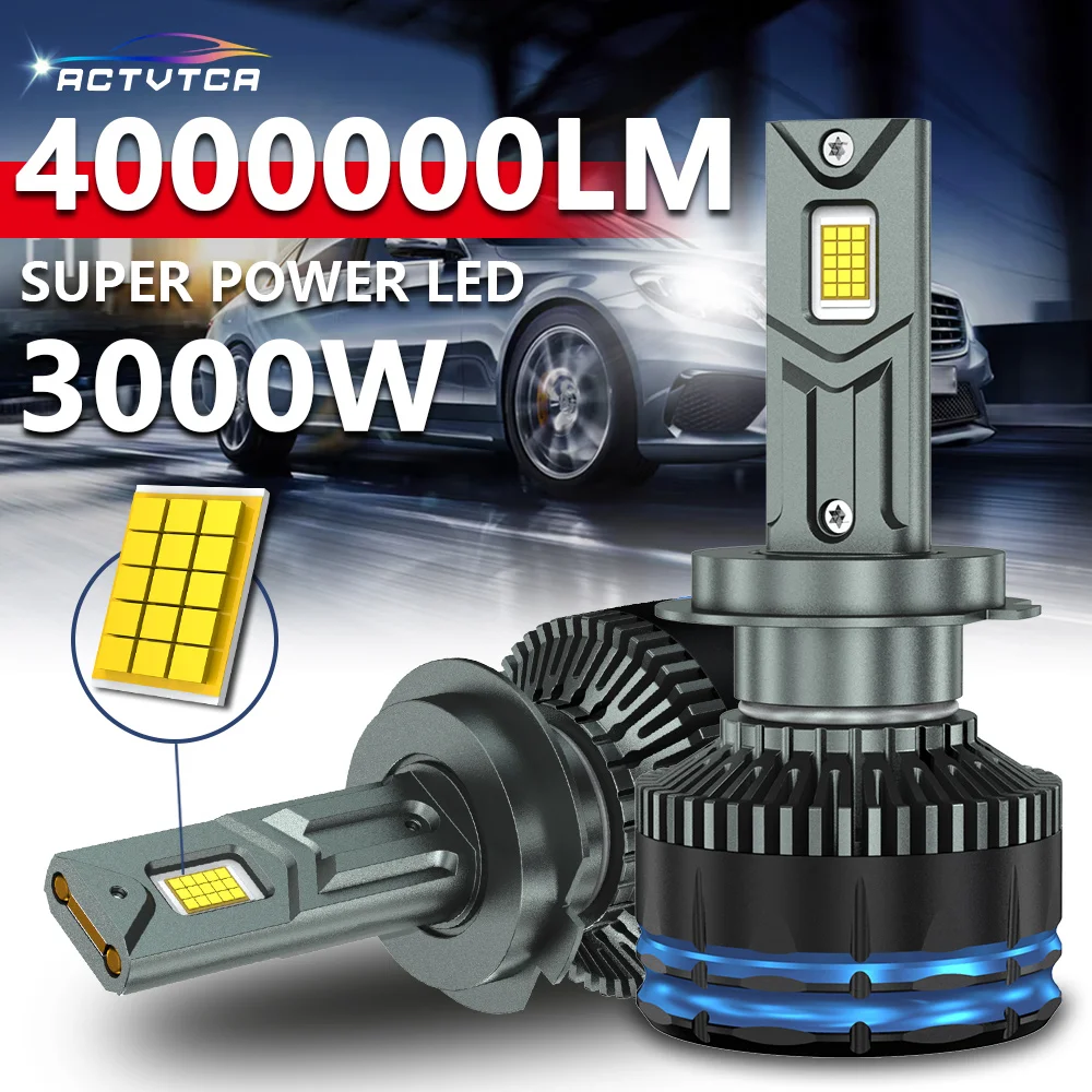 

ACTVTCA 3000W 4000000LM H7 H4 LED Headlights H1 H8 H9 H11 HB3 HB4 9005 9006 LED 6000K white LED Lights Bulb for Car 12V 24V