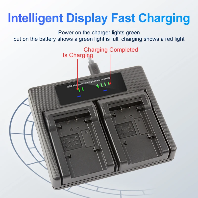 VBK-180 Akku LCD Dual Ladegerät für Panasonic HDC-SD60 TM55 HS60 TM60 SDR-H85 T50 S45 S50 HDC-SD80 HS80 TM80 SD60gk TM90